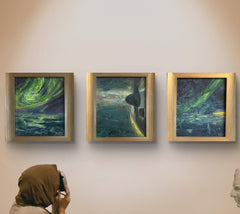 Triptych "Northern Lights of Iceland from a Bird’s-Eye View" | 2025 | Canvas | Oil | 39 × 34 cm