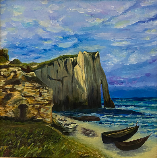 “The Cliffs of Étretat After the Storm.” Gustave Courbet reproduction.  2022 | Oil on canvas