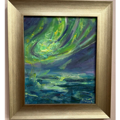 Triptych "Northern Lights of Iceland from a Bird’s-Eye View" | 2025 | Canvas | Oil | 39 × 34 cm